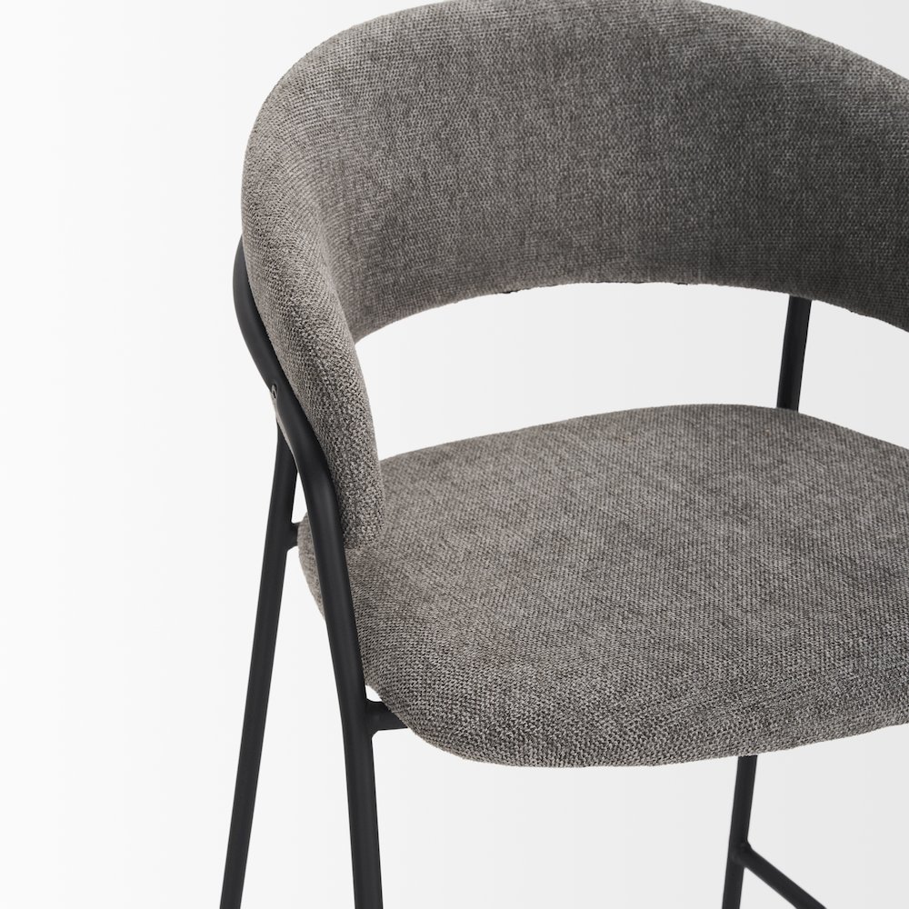 Counter Stool Gray Fabric & Matte Black Metal. Picture 11