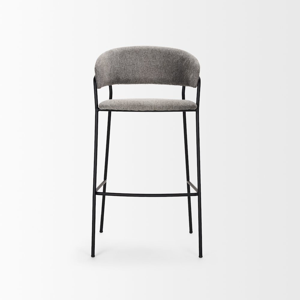 Bar Stool Gray Fabric & Matte Black Metal. Picture 4