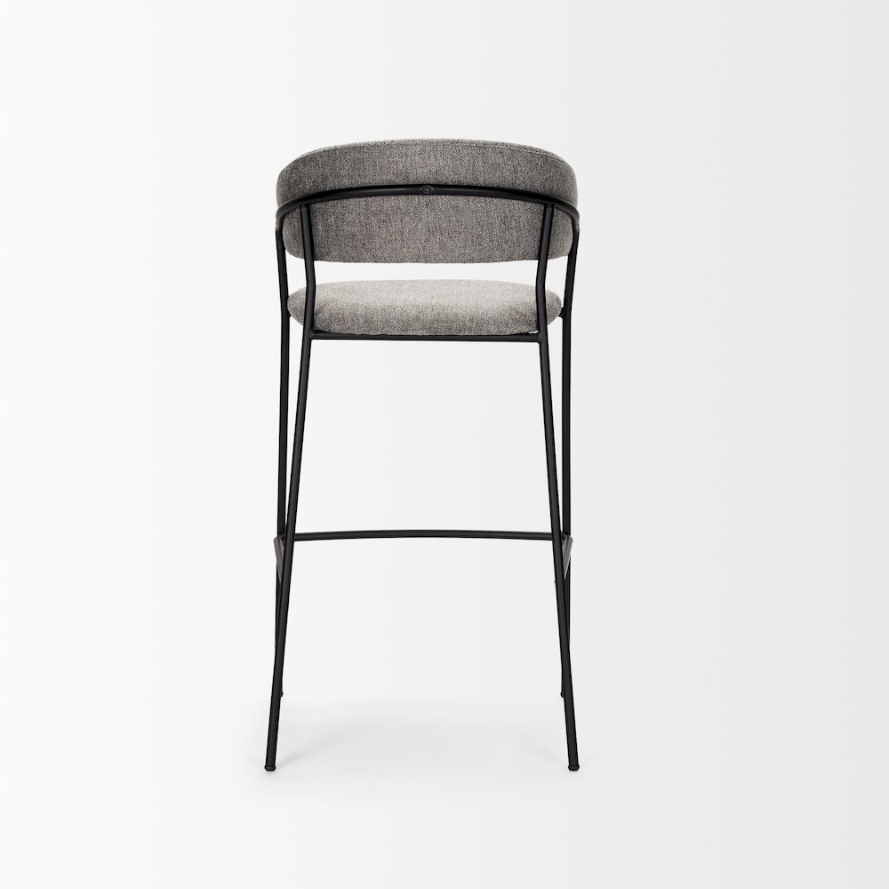 Bar Stool Gray Fabric & Matte Black Metal. Picture 6