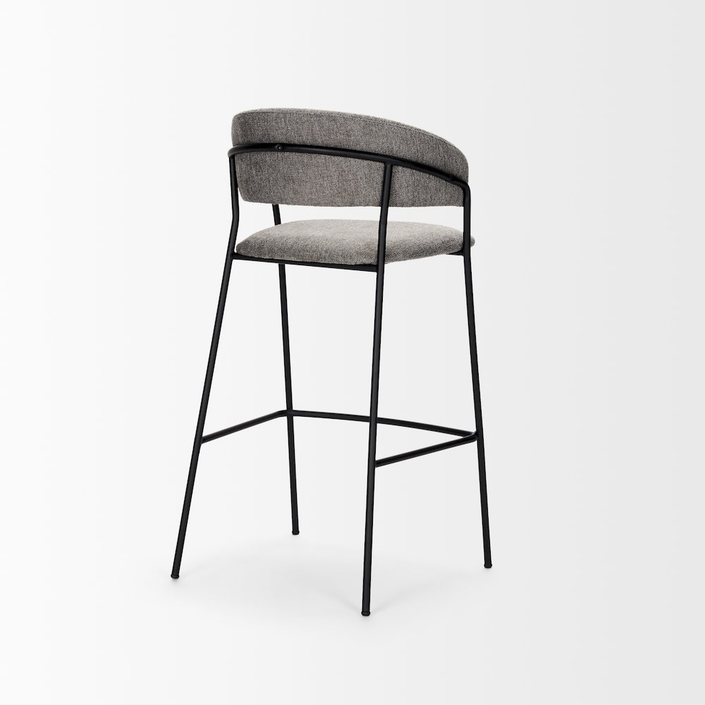 Bar Stool Gray Fabric & Matte Black Metal. Picture 7