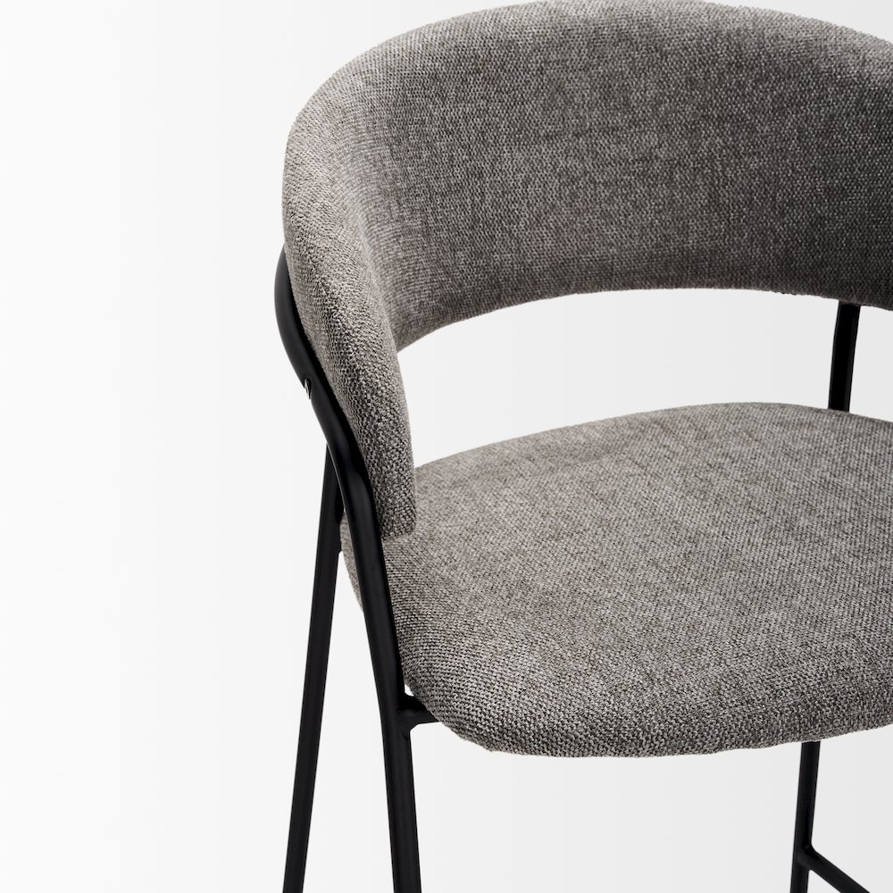 Bar Stool Gray Fabric & Matte Black Metal. Picture 9