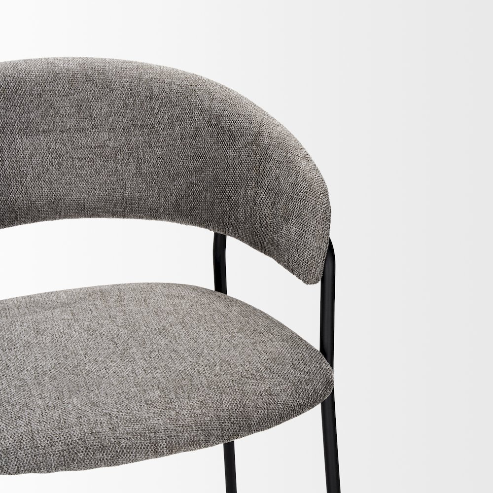 Bar Stool Gray Fabric & Matte Black Metal. Picture 10