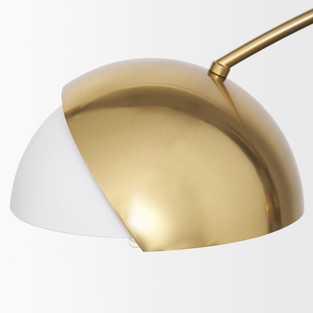 Brushed Brass White Metal Shades 2-Light Chandelier. Picture 2