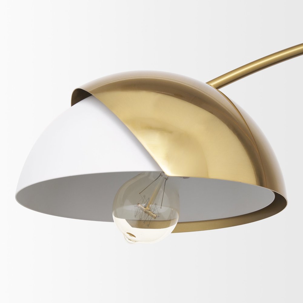 Brushed Brass White Metal Shades 2-Light Chandelier. Picture 3