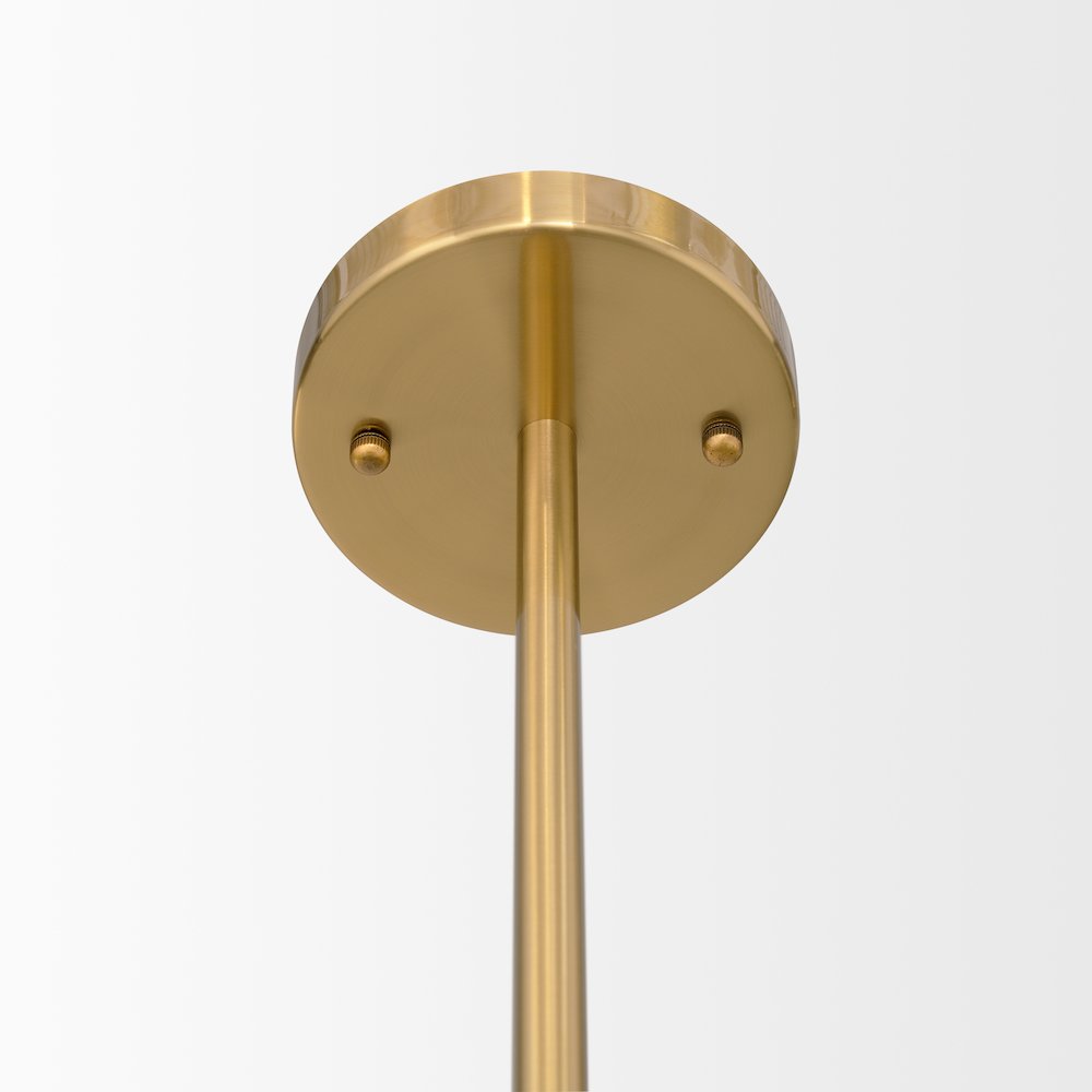 Brushed Brass White Metal Shades 2-Light Chandelier. Picture 9