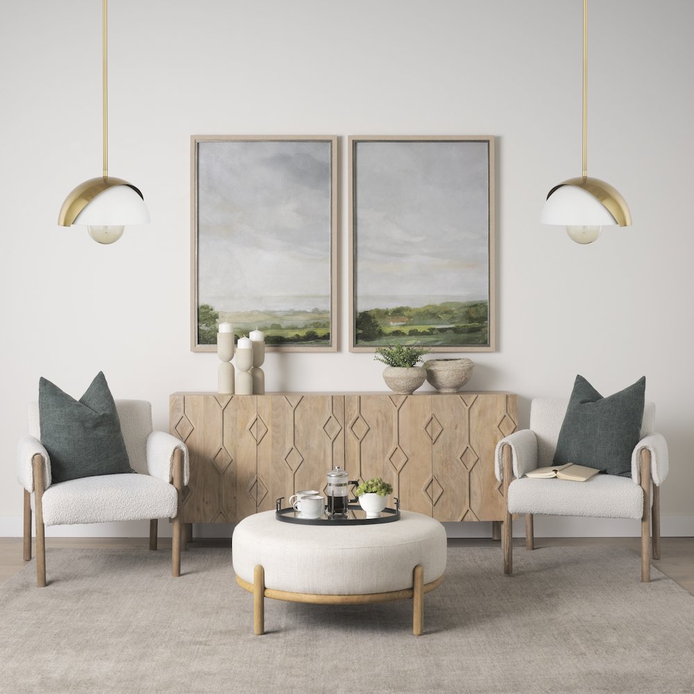 Cybill Brushed Brass White Metal Shade 1-Light Wall Pendant. Picture 2