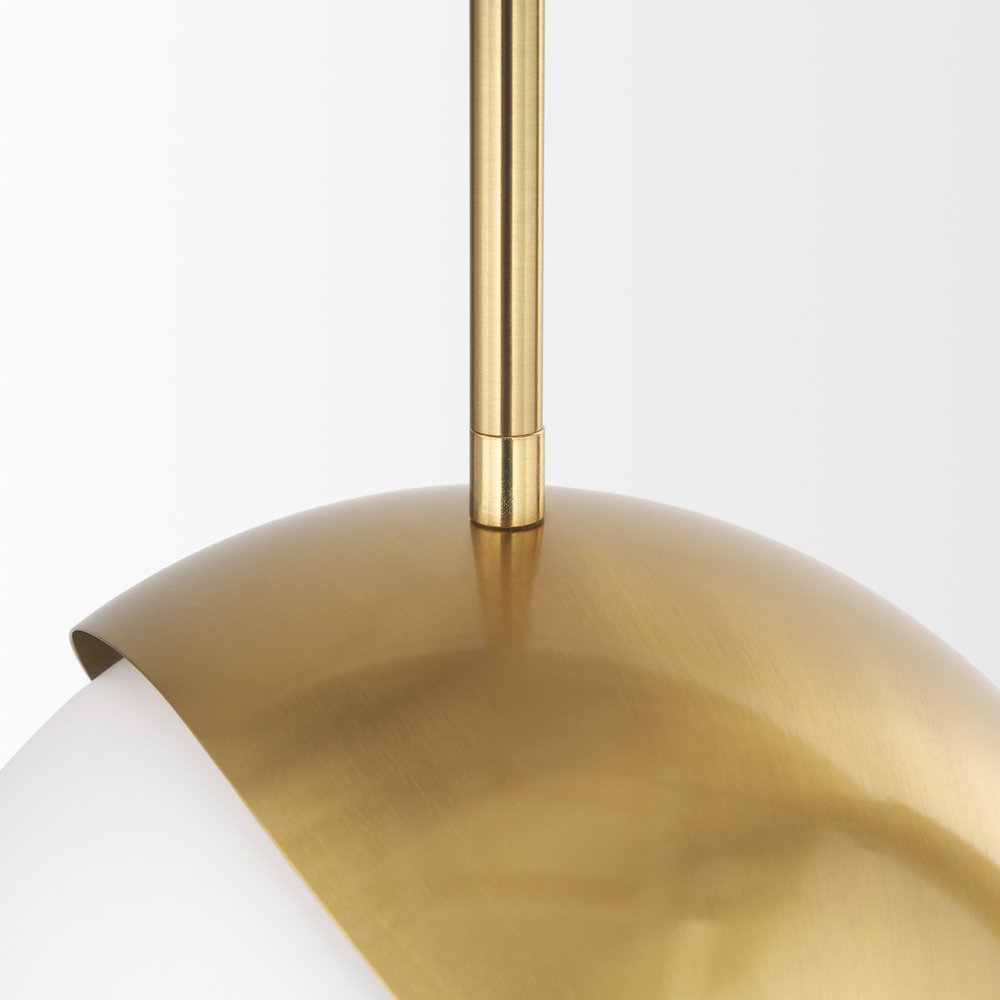 Cybill Brushed Brass White Metal Shade 1-Light Wall Pendant. Picture 8