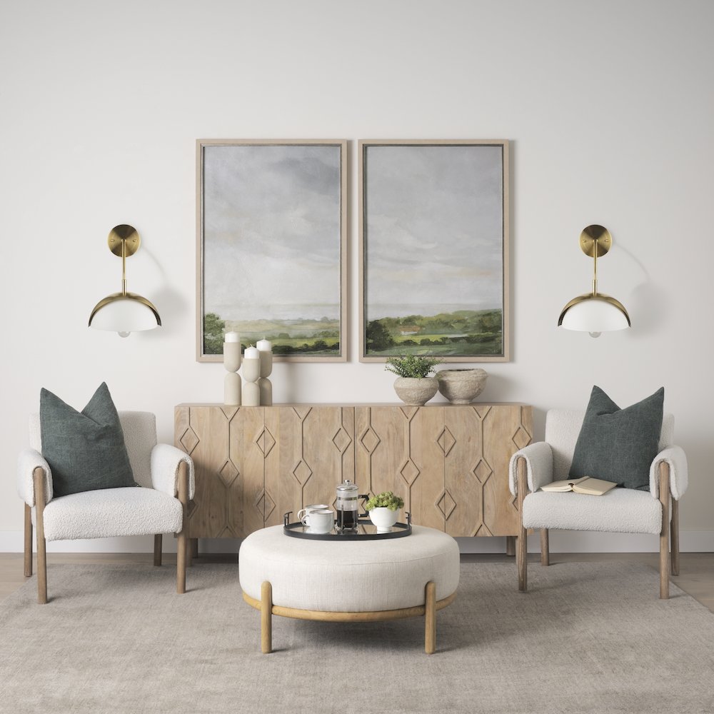 Cybill Brushed Brass White Metal Shade 1-Light Wall Sconce. Picture 2