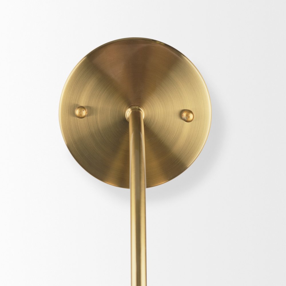 Cybill Brushed Brass White Metal Shade 1-Light Wall Sconce. Picture 6