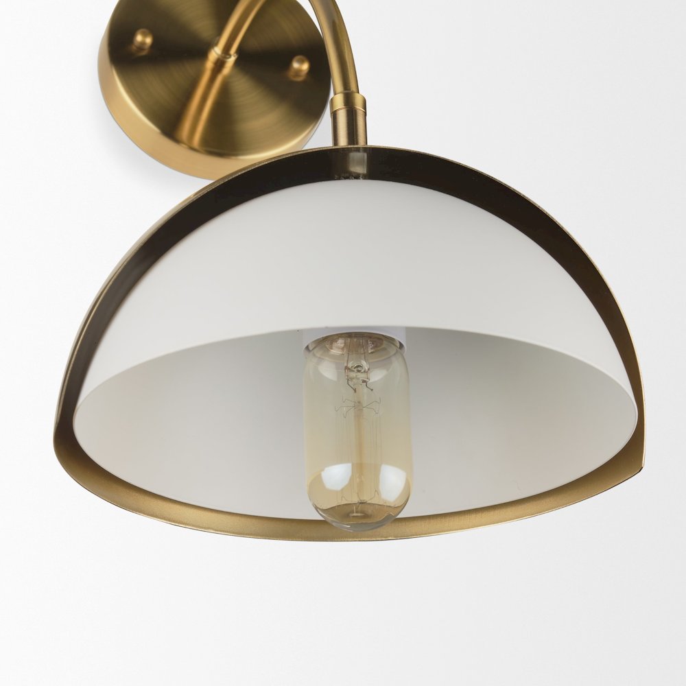Cybill Brushed Brass White Metal Shade 1-Light Wall Sconce. Picture 8