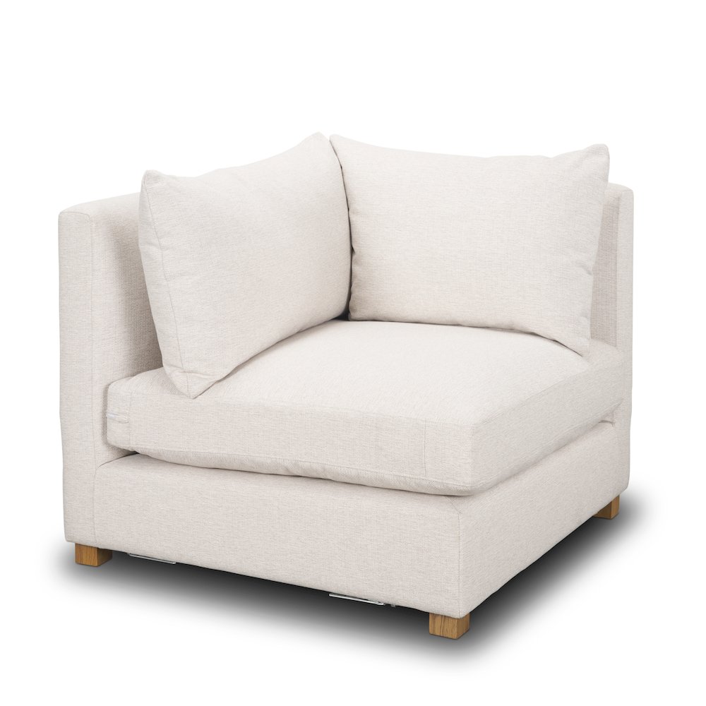 Halston Corner Sectional Piece Oatmeal Performance Fabric. Picture 1