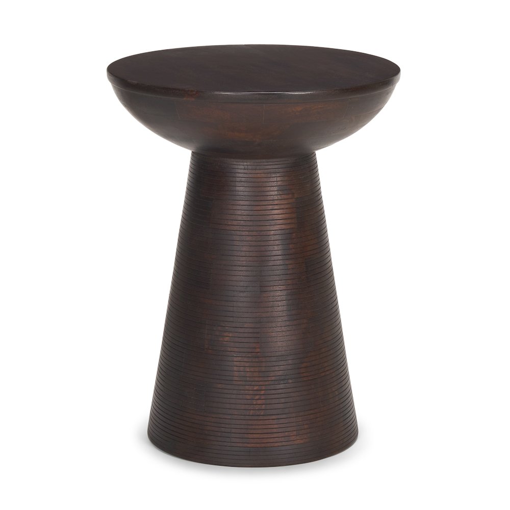 Dark Brown Wood Pedestal Accent Table. Picture 1