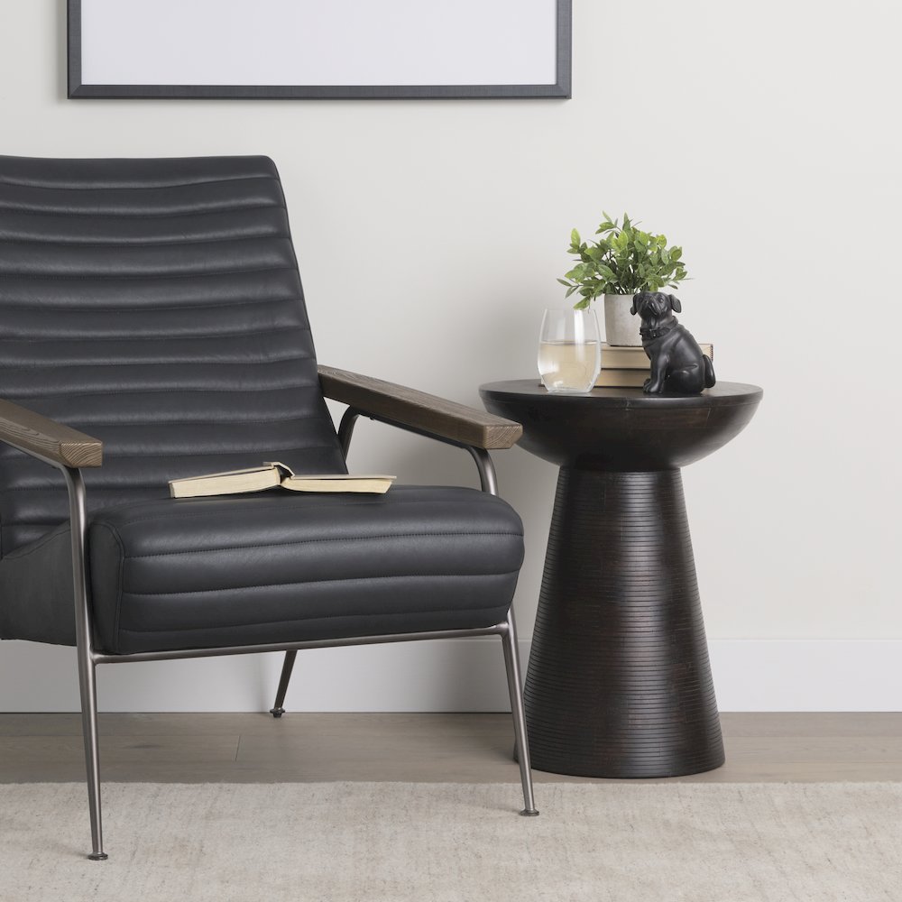 Dark Brown Wood Pedestal Accent Table. Picture 2