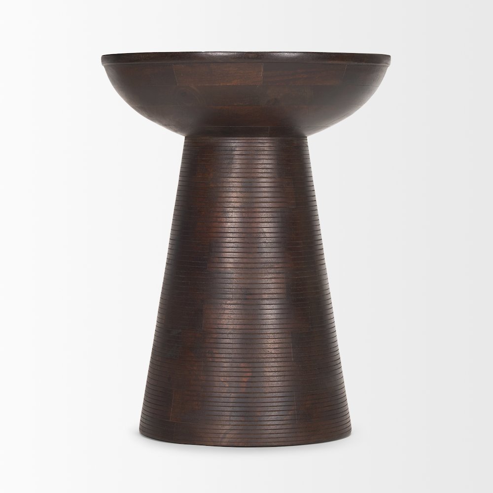 Dark Brown Wood Pedestal Accent Table. Picture 5