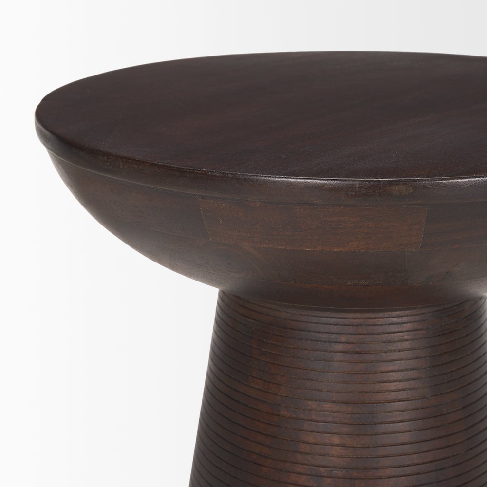 Dark Brown Wood Pedestal Accent Table. Picture 7