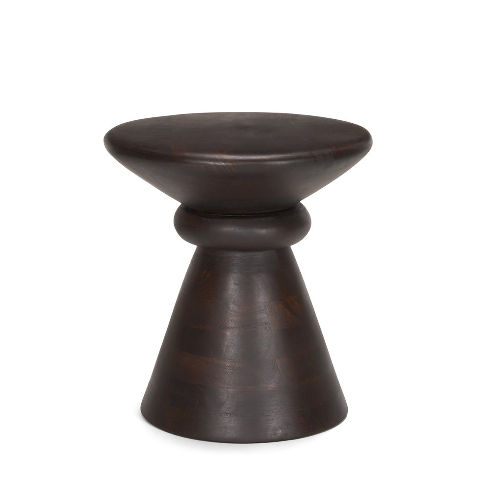 Dark Brown Wood Pedestal Accent Table. Picture 1