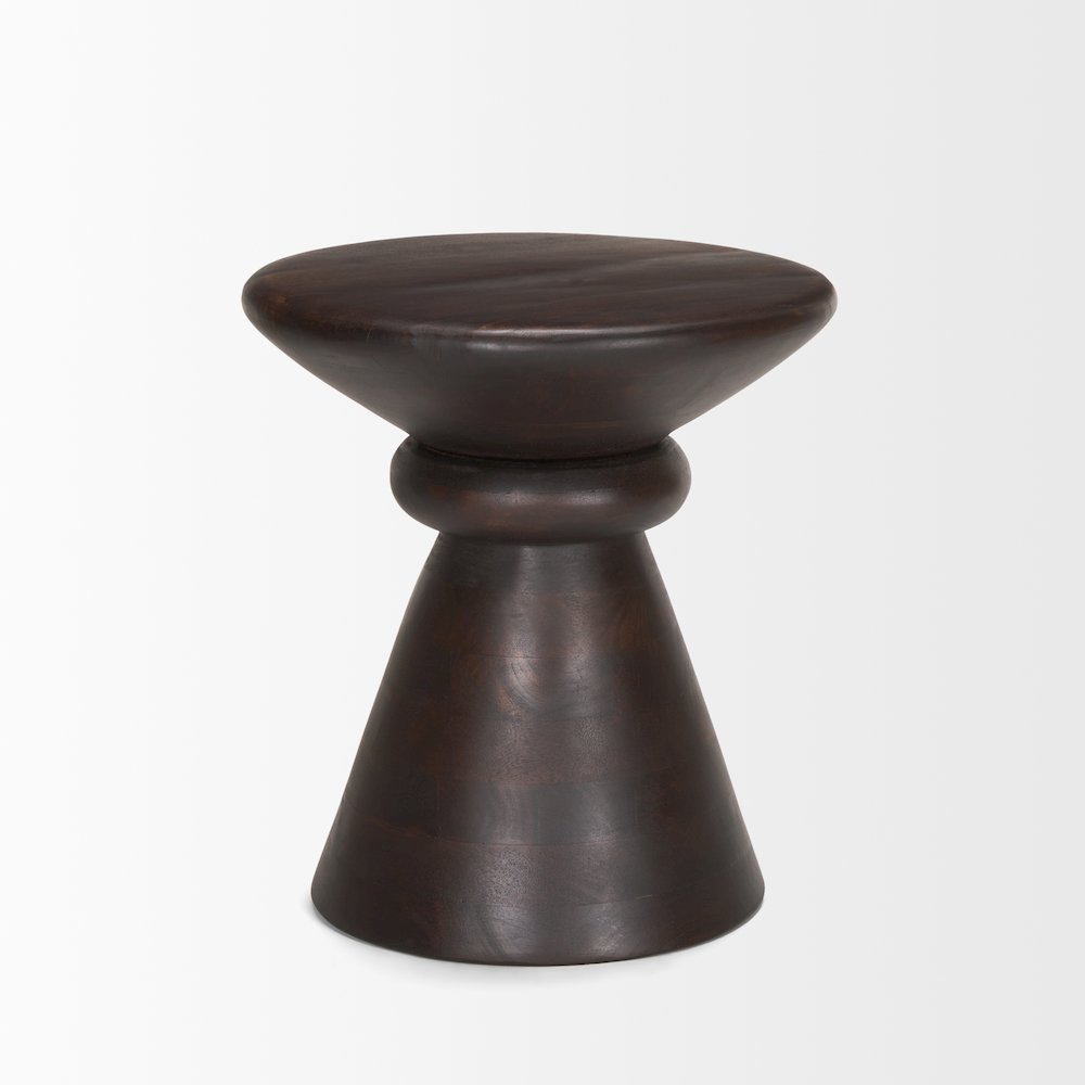 Dark Brown Wood Pedestal Accent Table. Picture 4