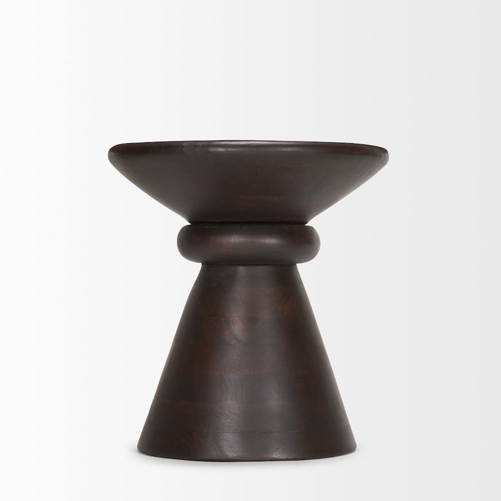 Dark Brown Wood Pedestal Accent Table. Picture 5