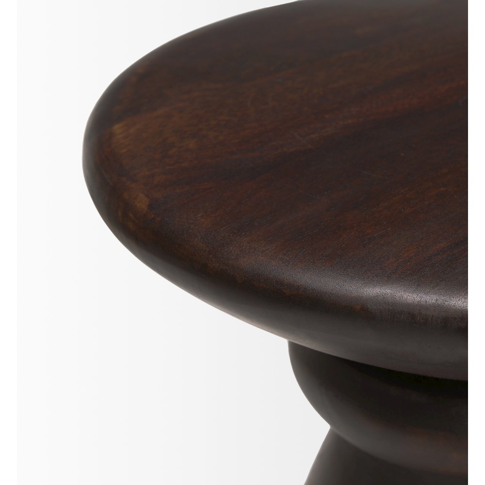 Dark Brown Wood Pedestal Accent Table. Picture 7