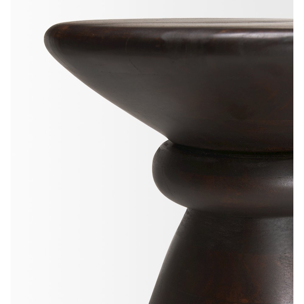 Dark Brown Wood Pedestal Accent Table. Picture 8