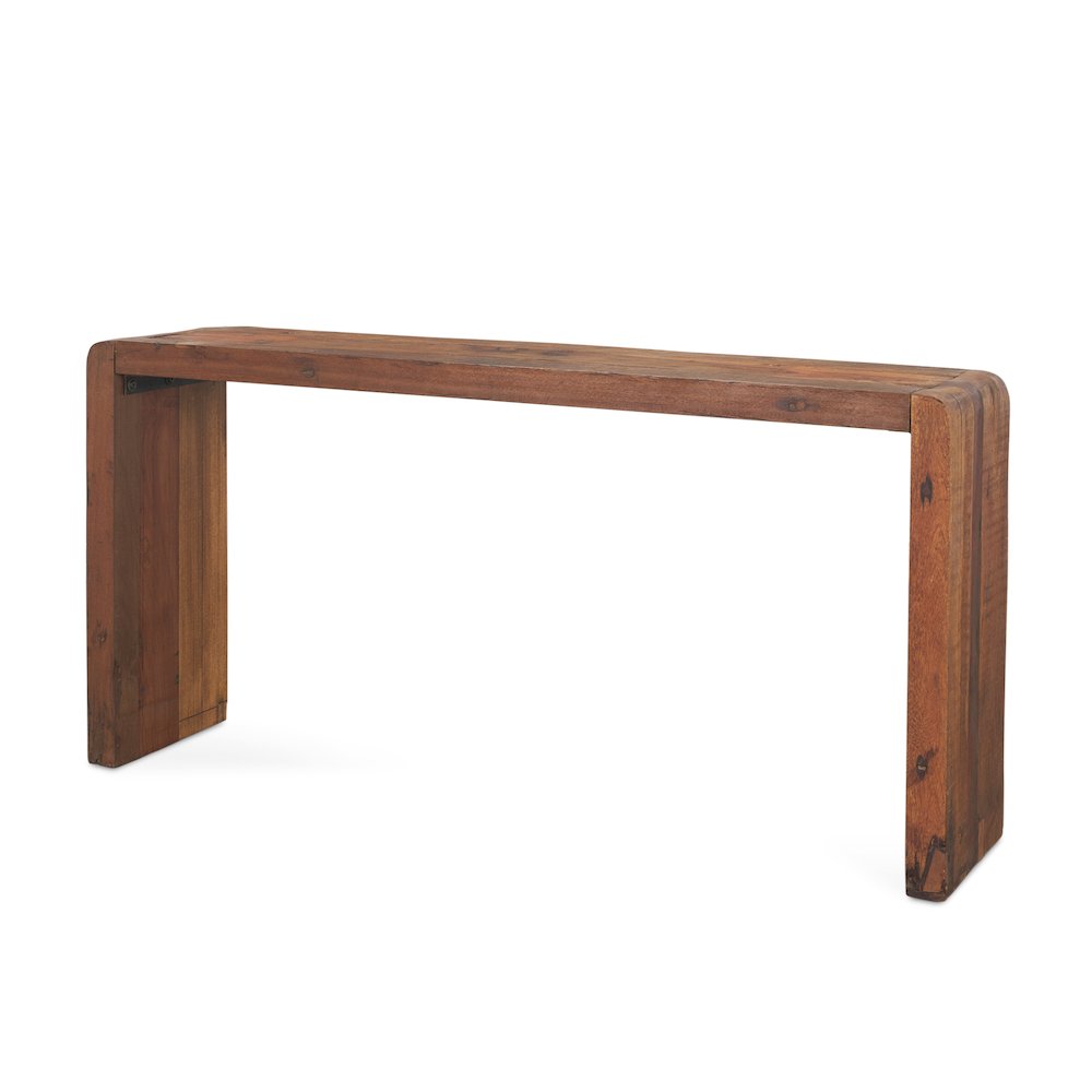 Rustic Brown Reclaimed Wood Console Table. Picture 1