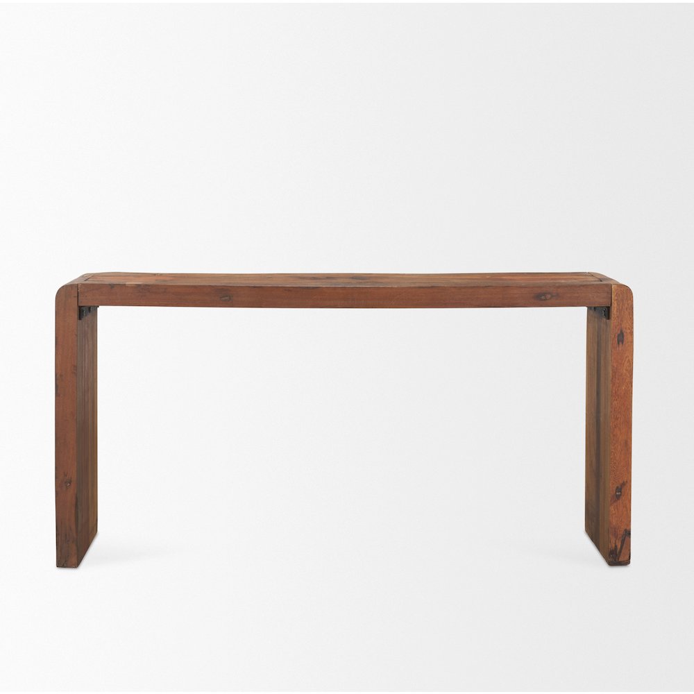 Rustic Brown Reclaimed Wood Console Table. Picture 4