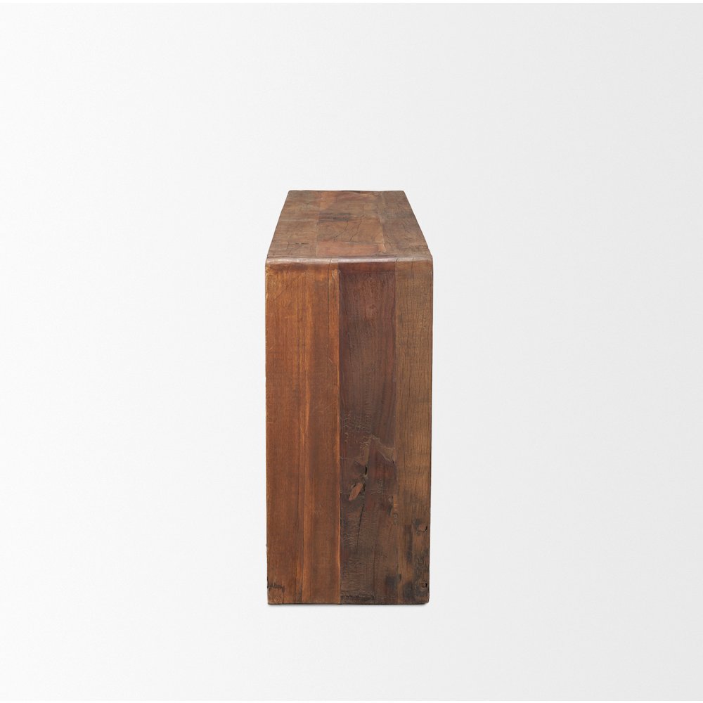 Rustic Brown Reclaimed Wood Console Table. Picture 5