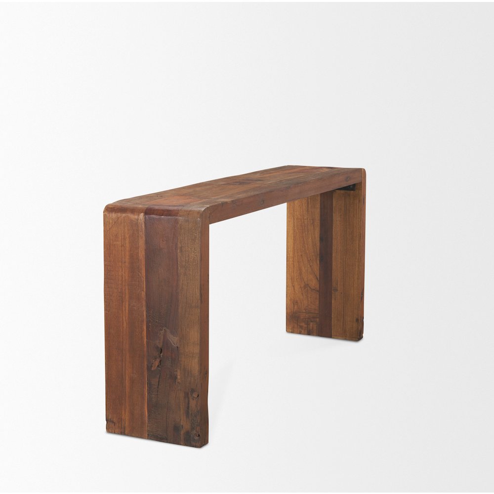Rustic Brown Reclaimed Wood Console Table. Picture 6