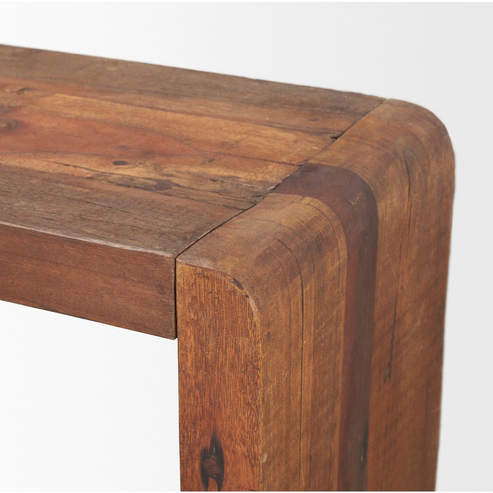 Rustic Brown Reclaimed Wood Console Table. Picture 7