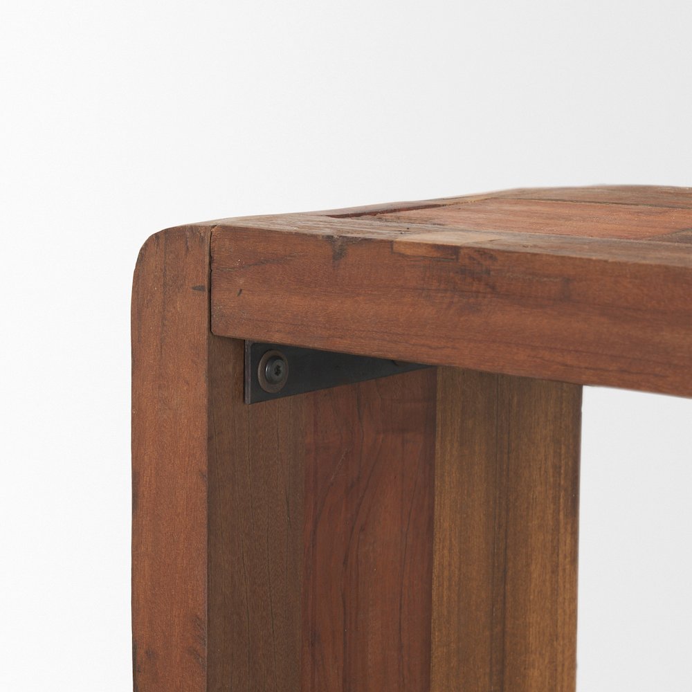 Rustic Brown Reclaimed Wood Console Table. Picture 8