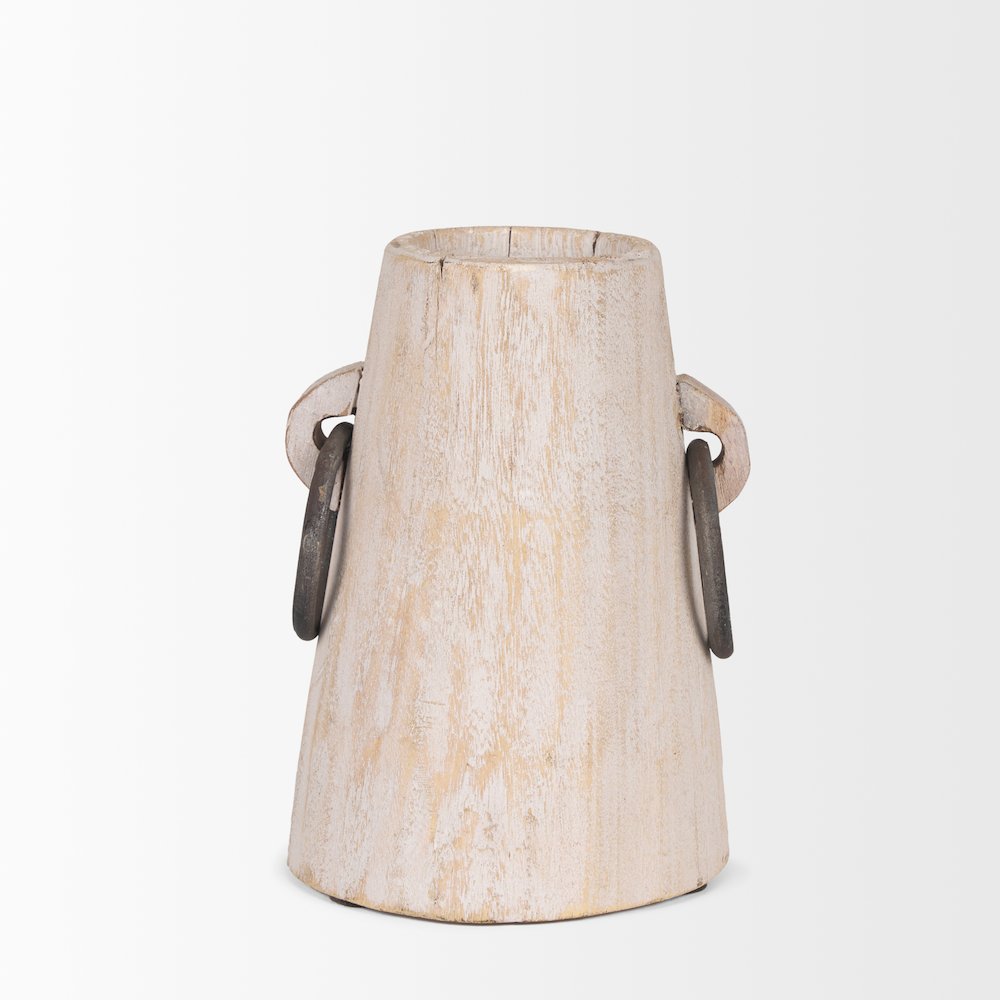 Monique Small Light Brown Handles Wood Pot. Picture 3