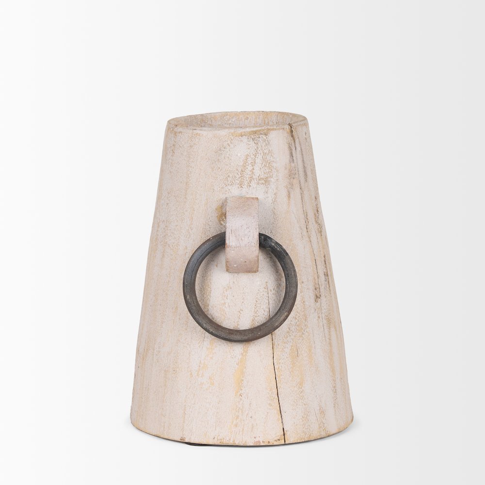 Monique Small Light Brown Handles Wood Pot. Picture 4