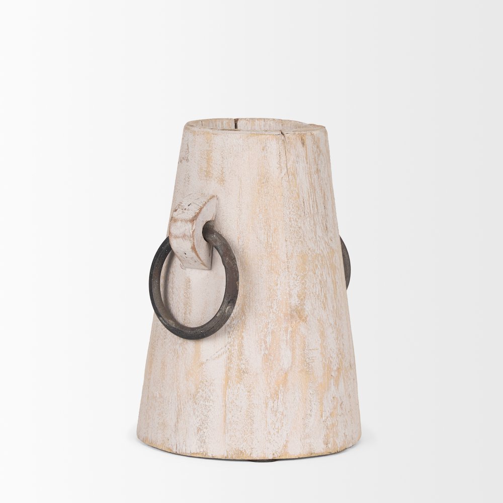 Monique Small Light Brown Handles Wood Pot. Picture 5