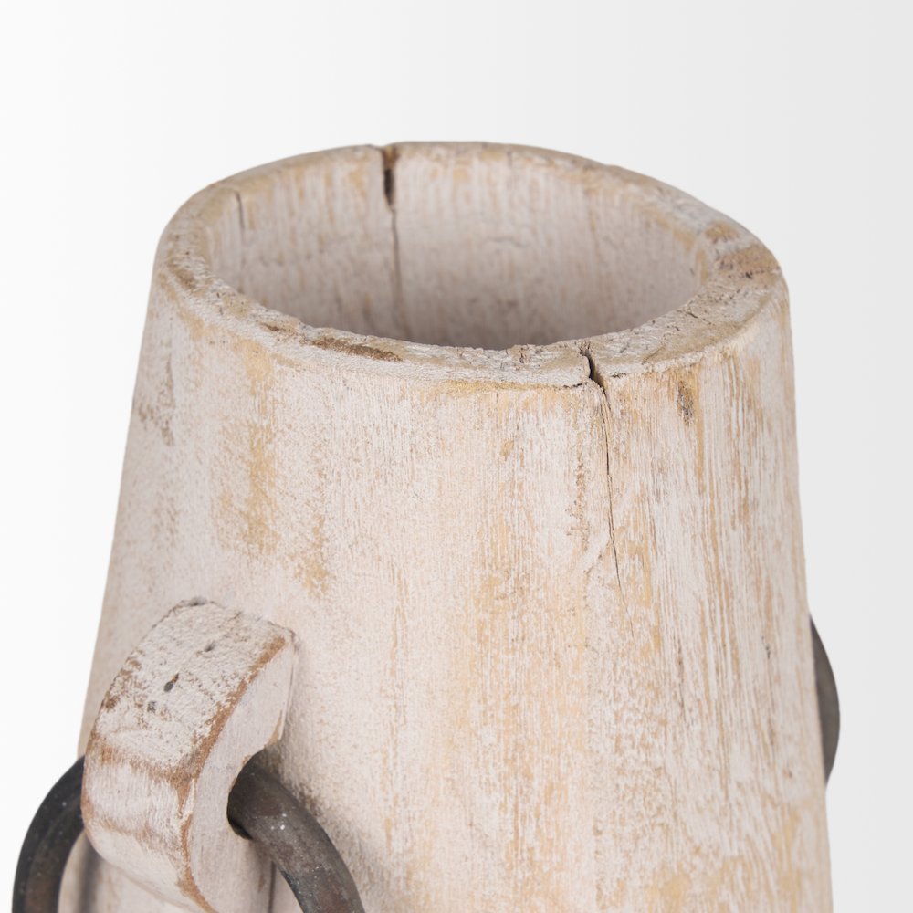 Monique Small Light Brown Handles Wood Pot. Picture 6