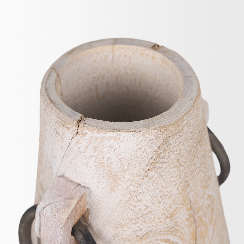 Monique Large Light Brown Handles Wood Pot. Picture 6