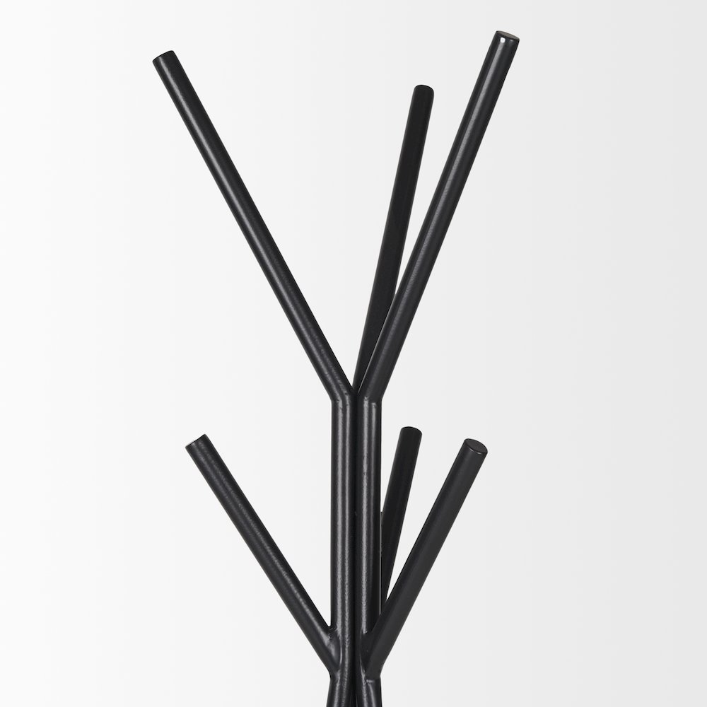 Matte Black Metal Two Metal Shelves Coat Rack. Picture 5