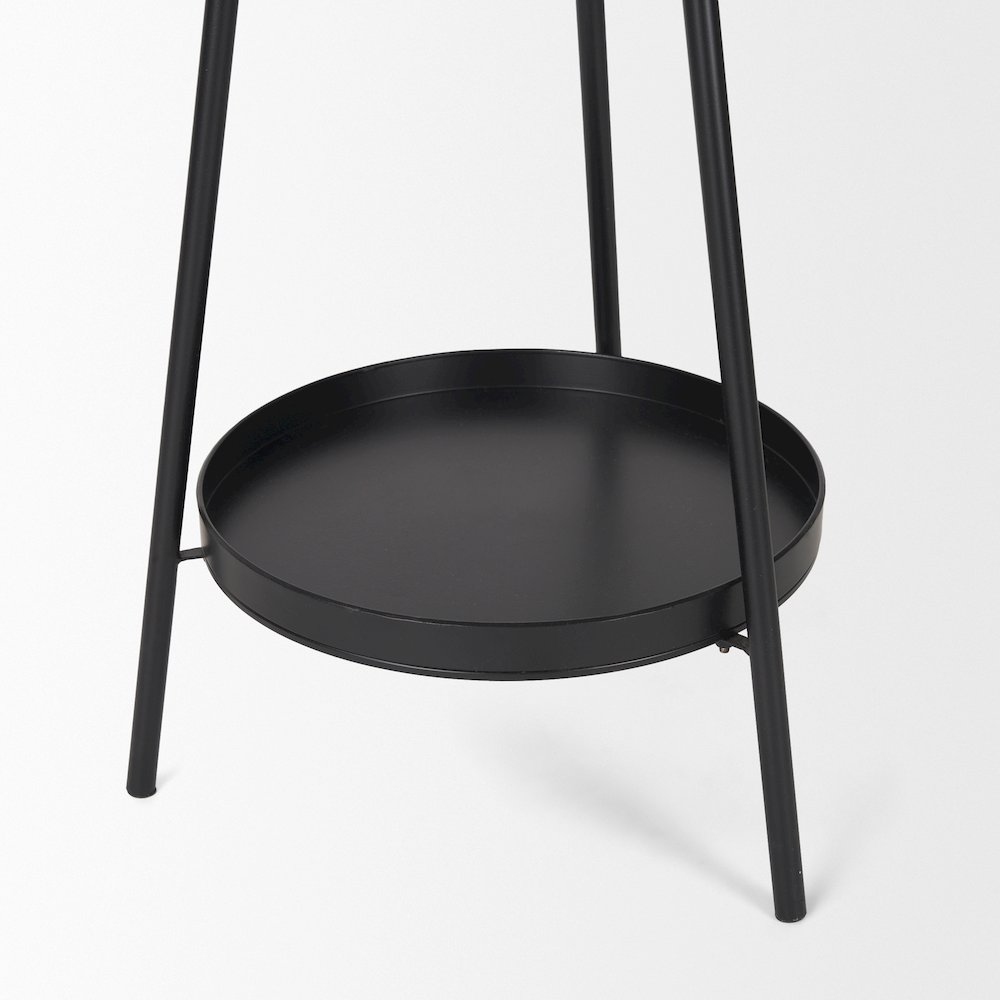 Matte Black Metal Two Metal Shelves Coat Rack. Picture 7