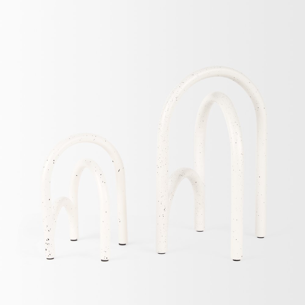 Springe White & Gray Speckled Arch Decorative Object (Set of 2). Picture 5