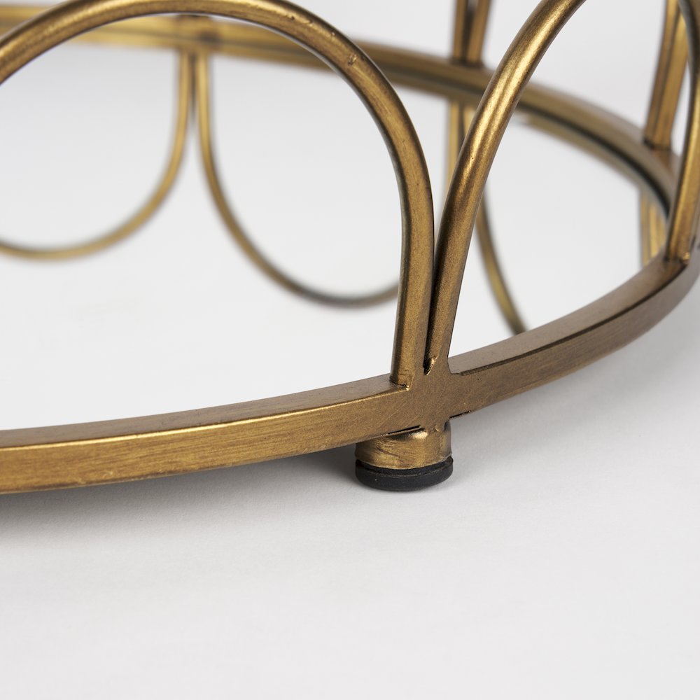 Lenore Round Metal/Mirror Tray Gold (Set of 2). Picture 6