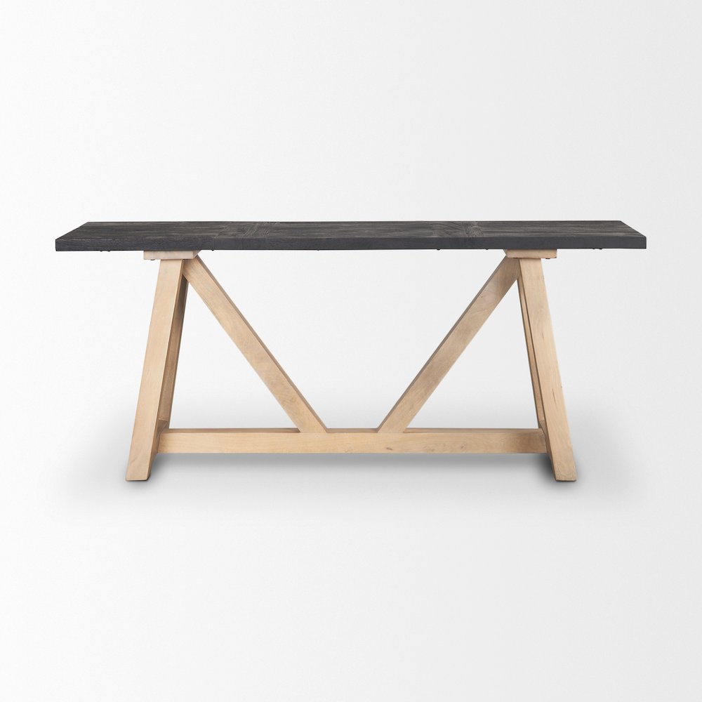 Two-Toned Black And Brown Wood Angular Leg Console Table. Picture 3