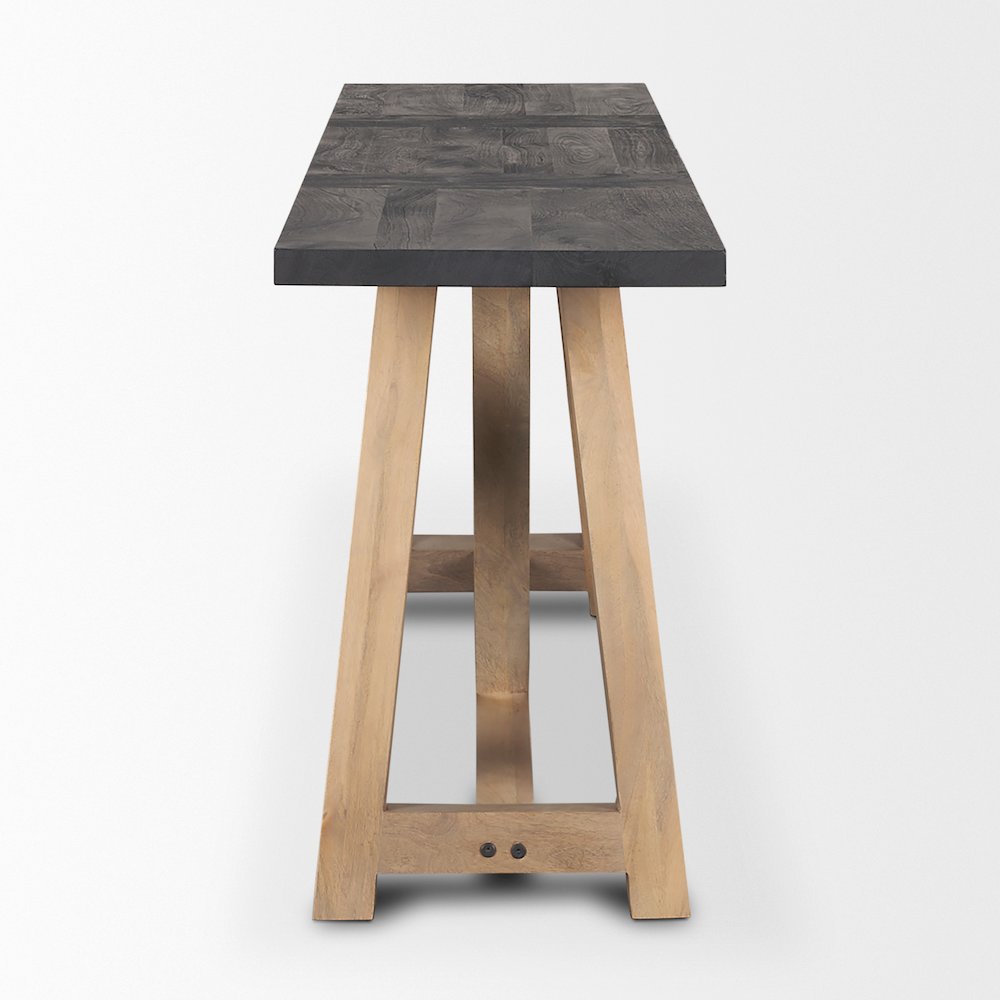 Two-Toned Black And Brown Wood Angular Leg Console Table. Picture 4