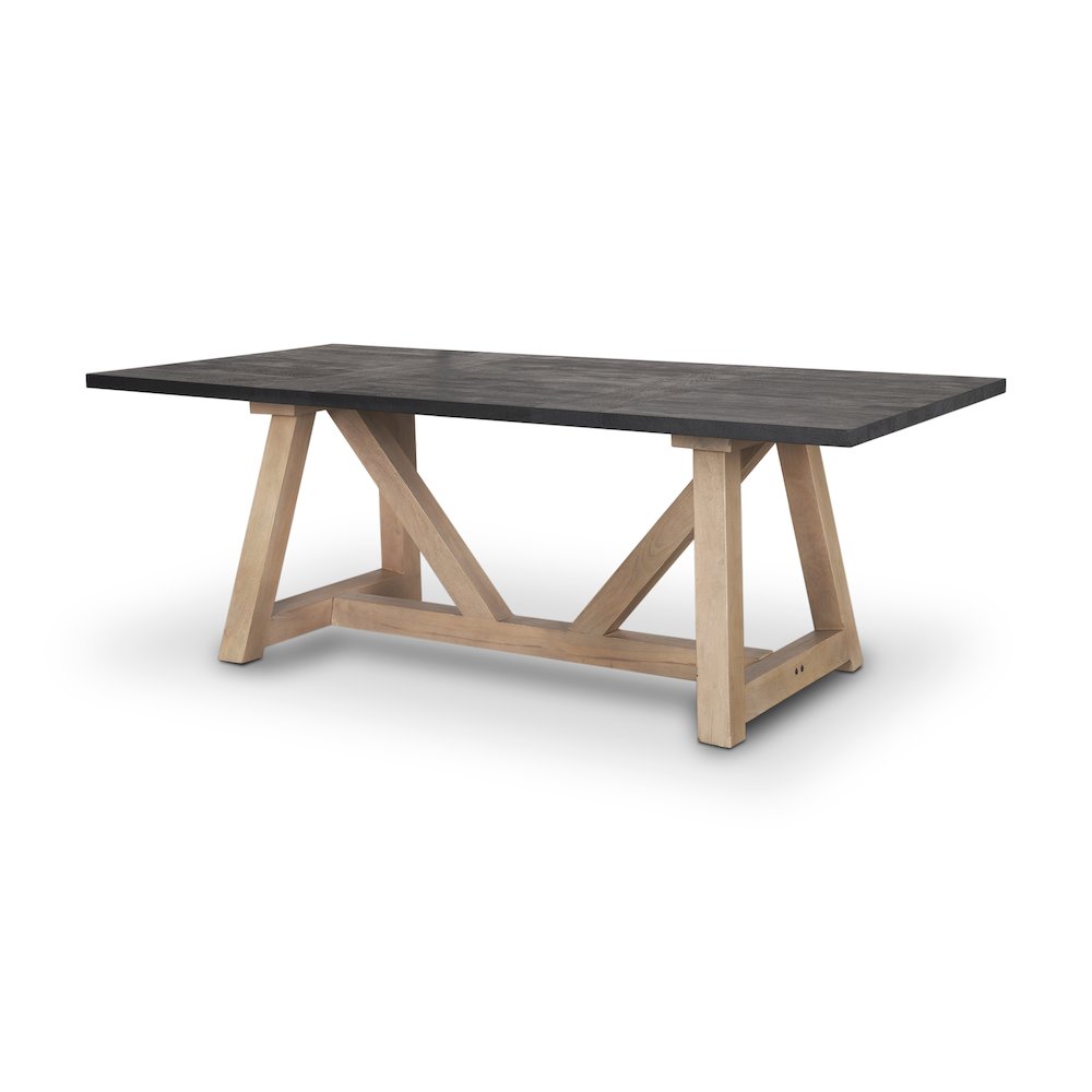 Rialto Rectangular Two-Tone Black and Brown Solid Wood Dining Table. Picture 1