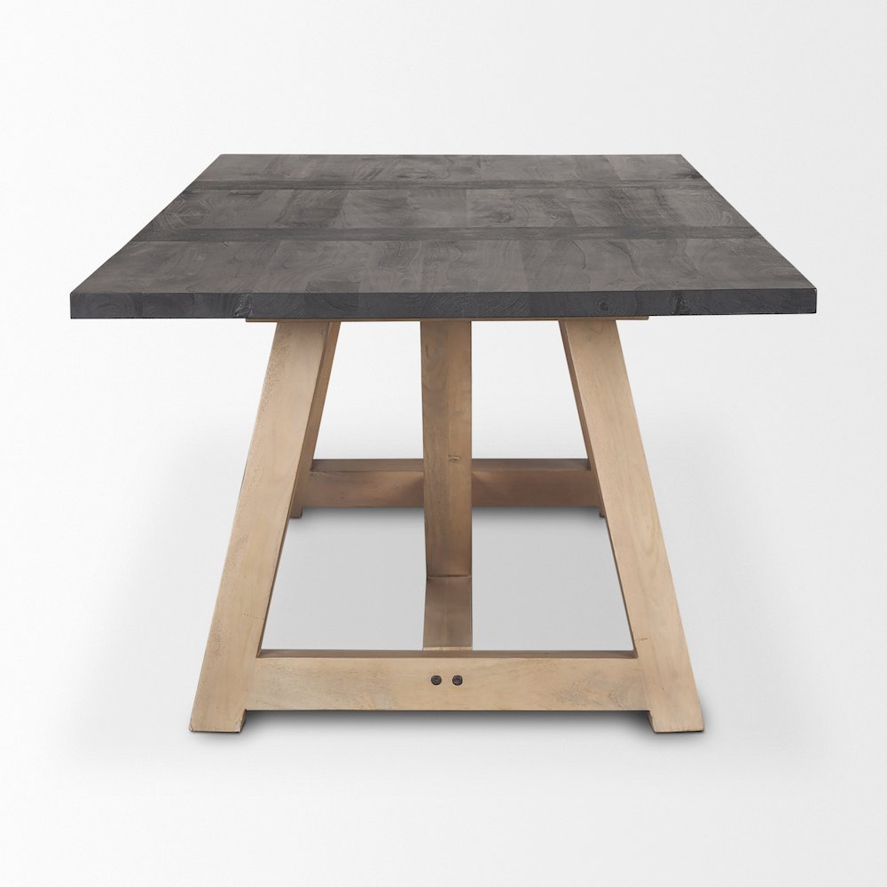 Rialto Rectangular Two-Tone Black and Brown Solid Wood Dining Table. Picture 3