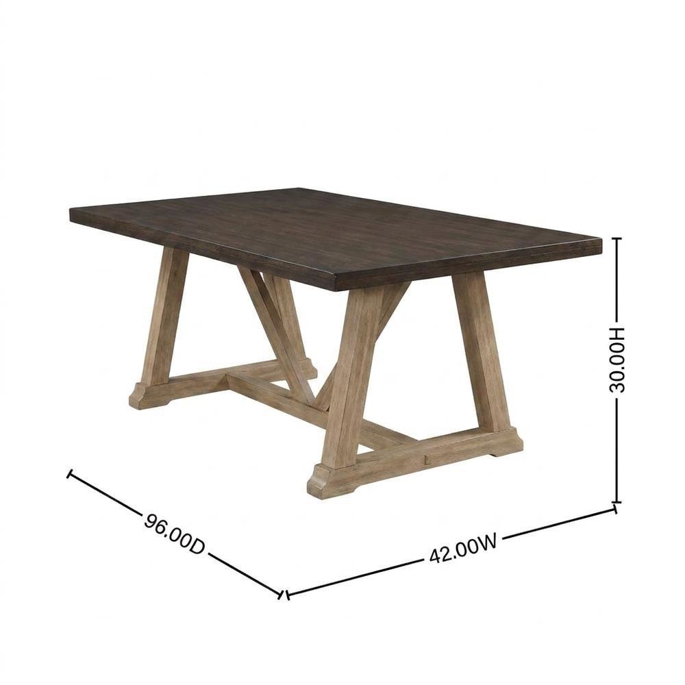 Rectangular Black and Brown Solid Wood Dining Table with Durable Finish. Picture 7