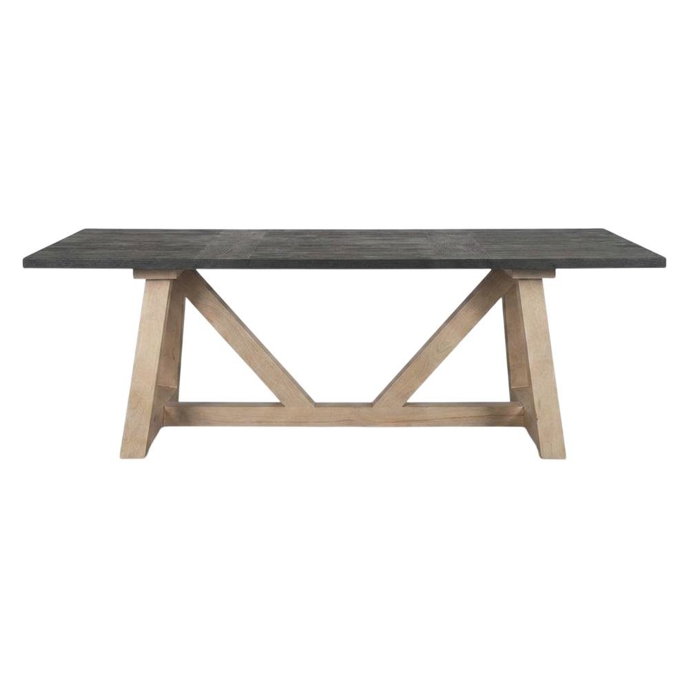 Rectangular Black and Brown Solid Wood Dining Table with Durable Finish. Picture 4