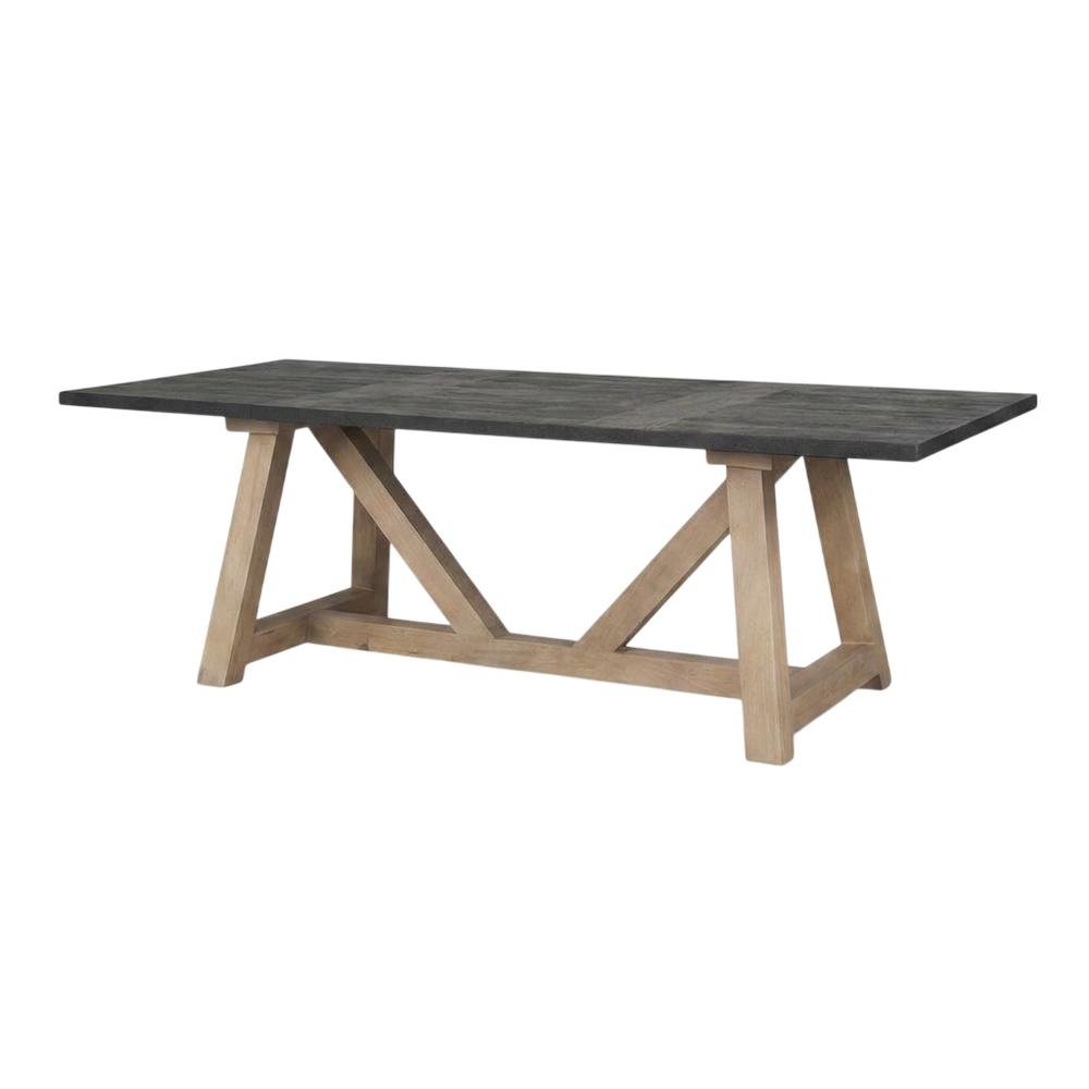 Rectangular Black and Brown Solid Wood Dining Table with Durable Finish. Picture 1