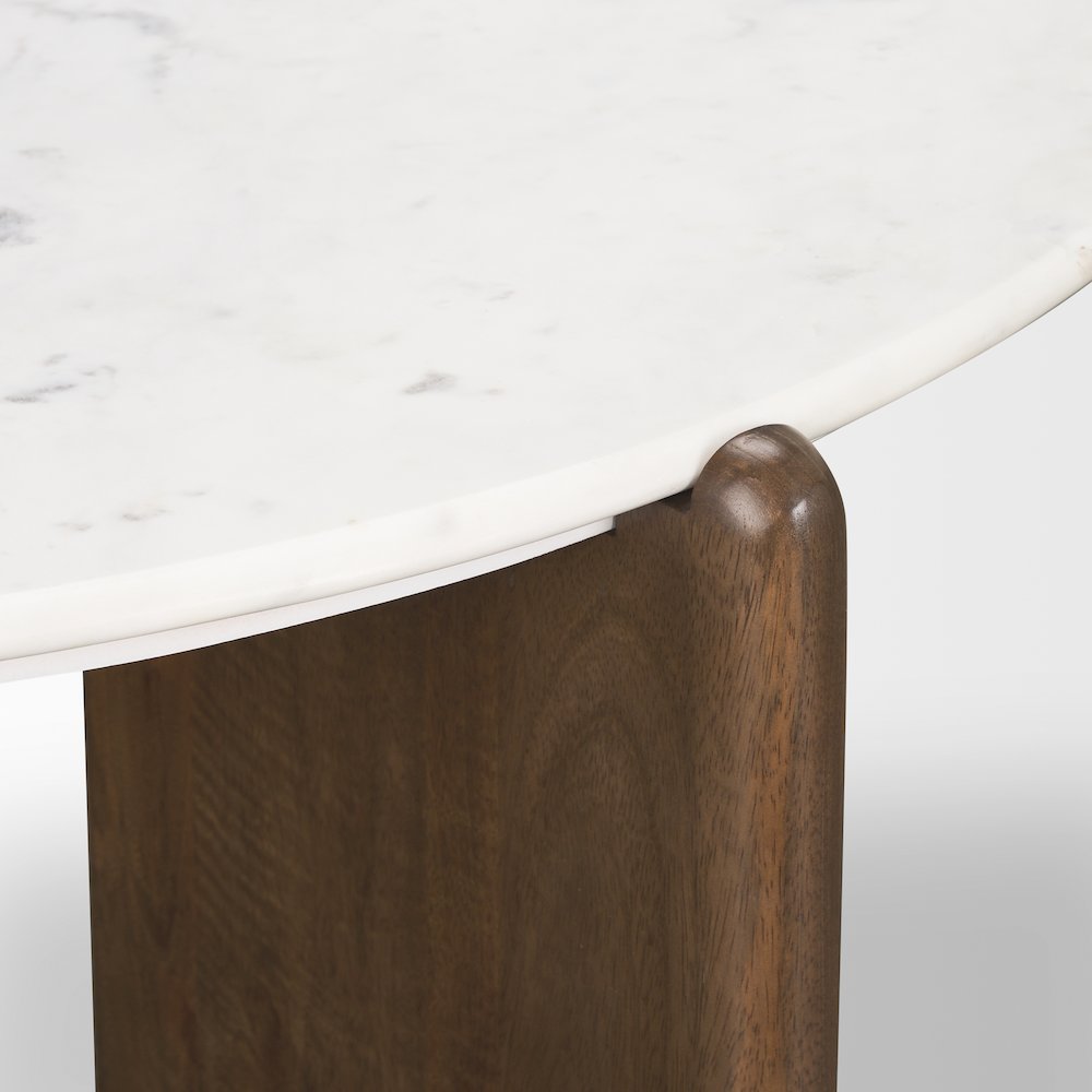 Dark Brown Wood White Marble Coffee Table. Picture 10