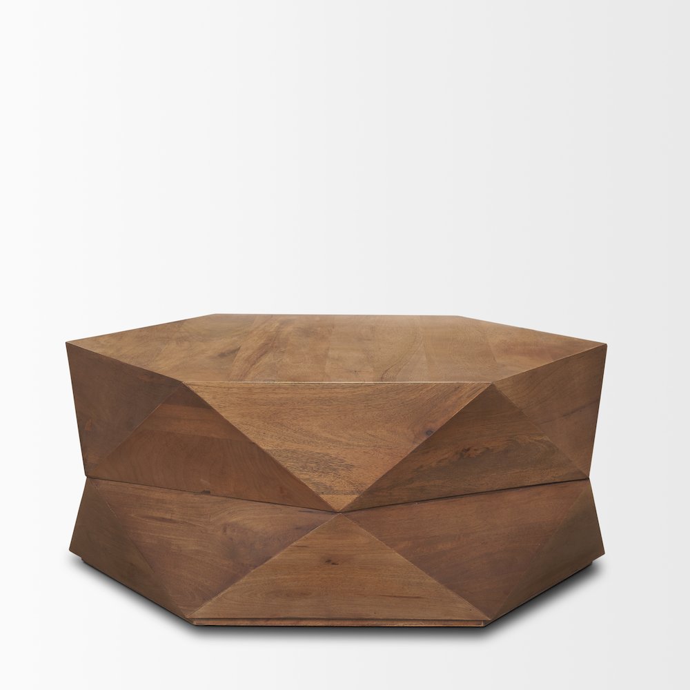 Hexagonal Hinged Solid Wood Top And Base Coffee Table. Picture 9