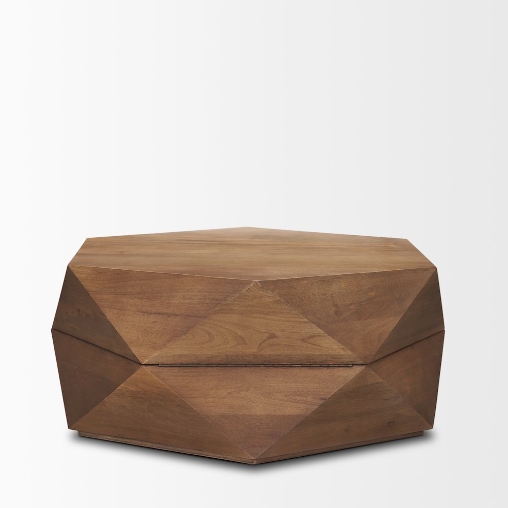 Hexagonal Hinged Solid Wood Top And Base Coffee Table. Picture 10