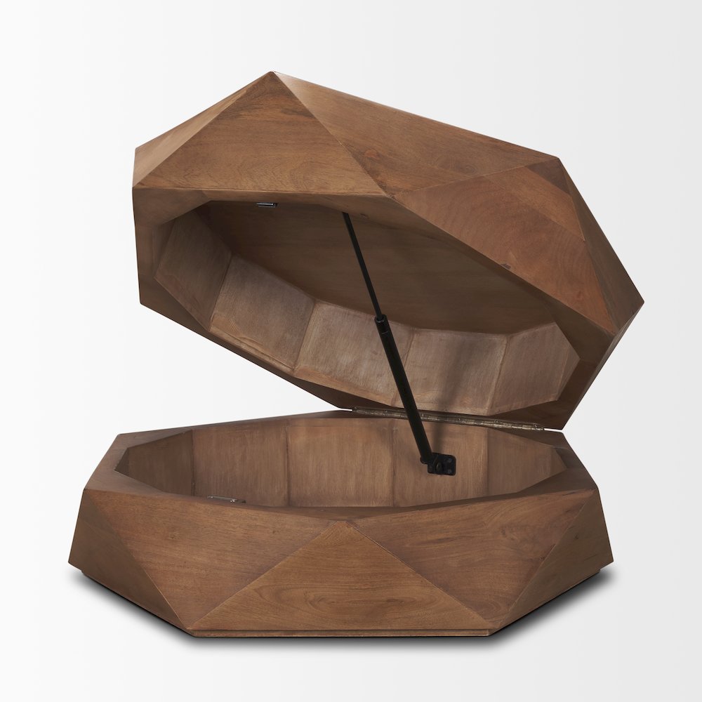 Hexagonal Hinged Solid Wood Top And Base Coffee Table. Picture 11